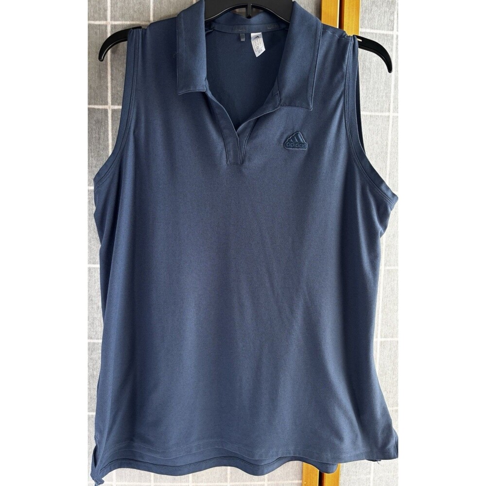 Adidas Womens Primegreen Sleeveless Polo Tank Top Shirt Navy Blue Size XL